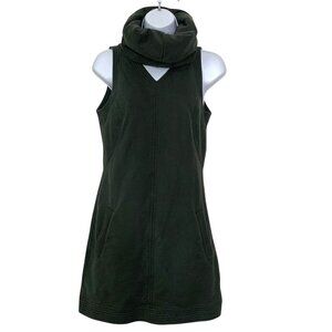 SYNERGY Organic Cotton Sleeveless Green Cowl Neck Dress With Side Pockets Size M